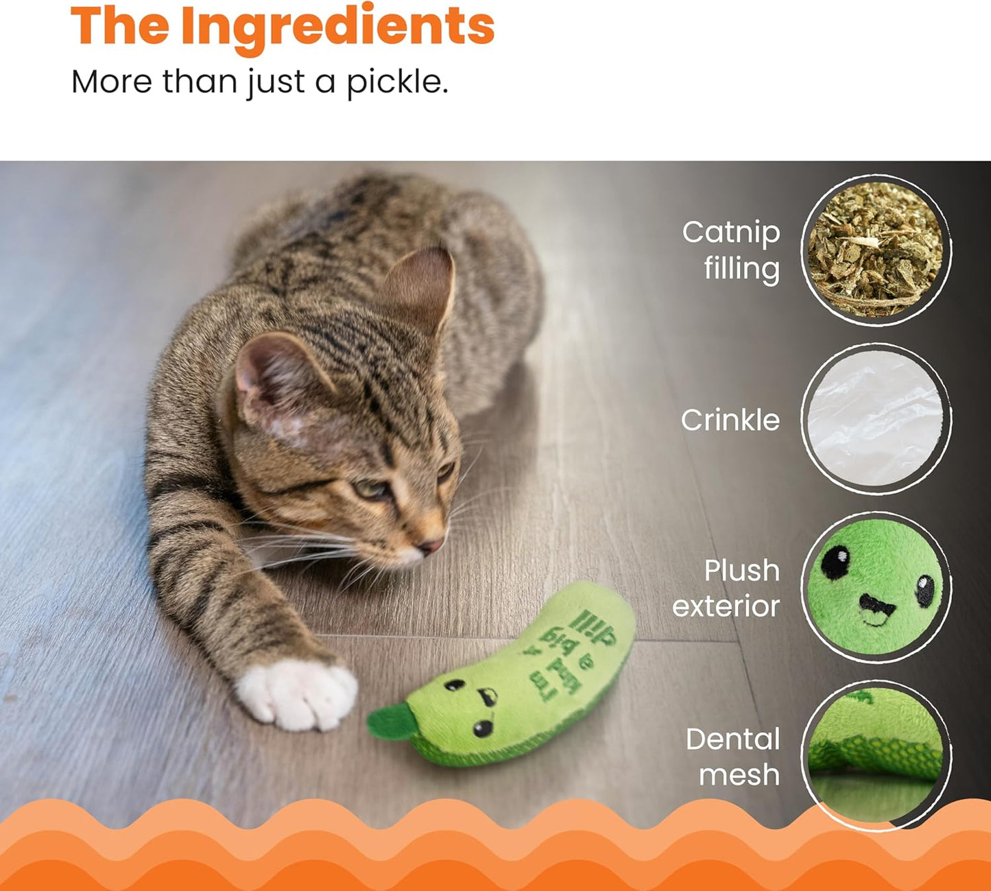 Catstages Crunchy Pickle Kicker Cat Toy – Plush Crinkle Toy with Catni