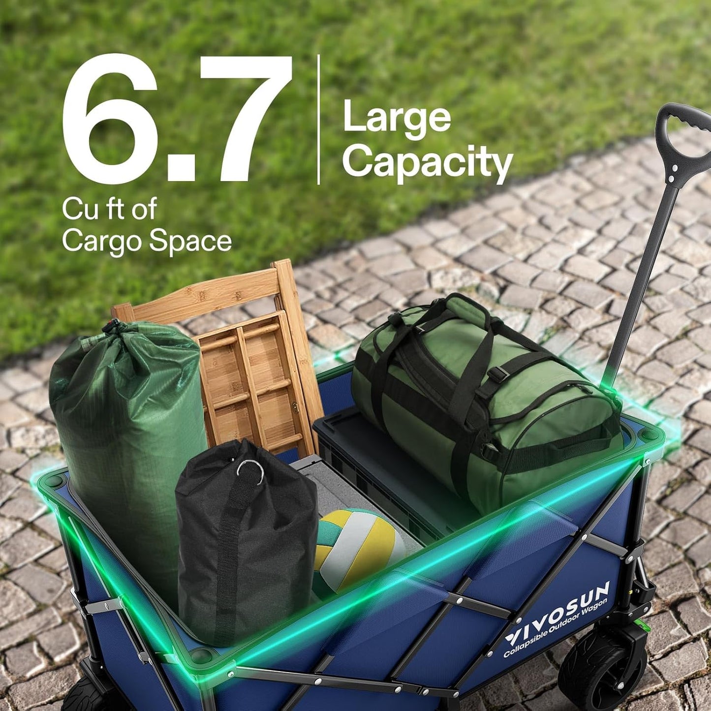 VIVOSUN Collapsible Folding Wagon, Outdoor Utility with Silent All-Ter