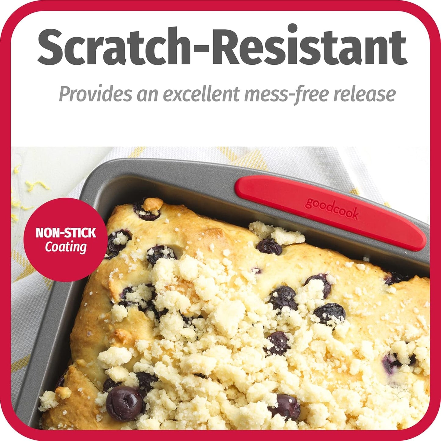 GoodCook MegaGrip Baking Pan with Silicone Grip Handles Square Non-Sti
