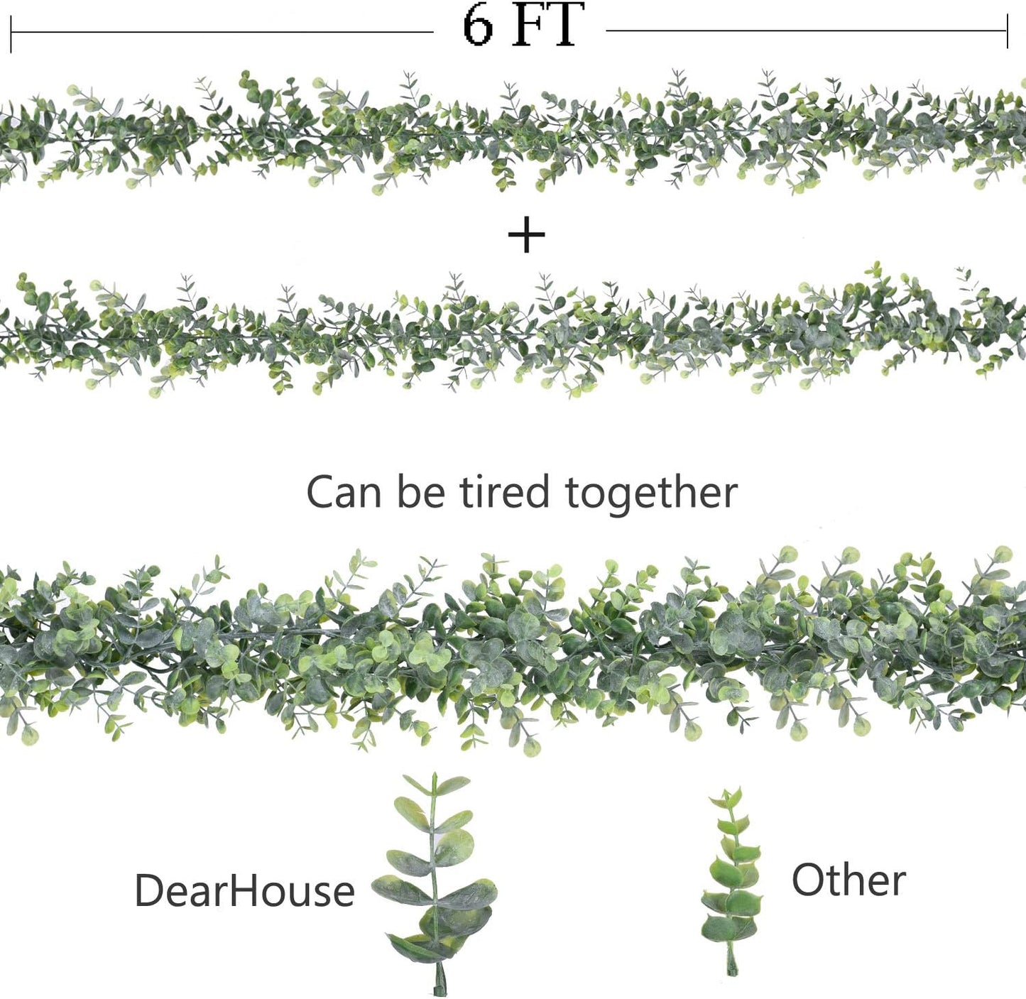 DearHouse Faux Eucalyptus Garland Plant, 2 Pack Artificial Vines Hangi
