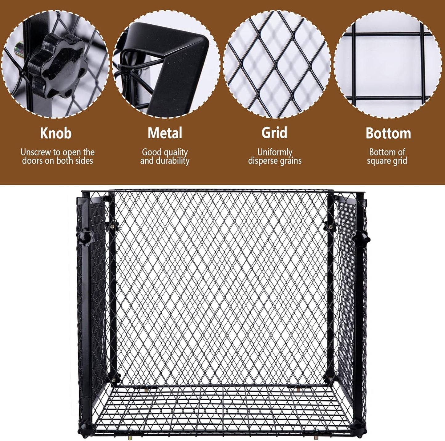 moonoom Deer Feeder Varmint Guard - 14.5” x 12.5” Varmint Cage for Feeder, Keep Raccoon Squirrels Birds Away from Your Feeder (Square)