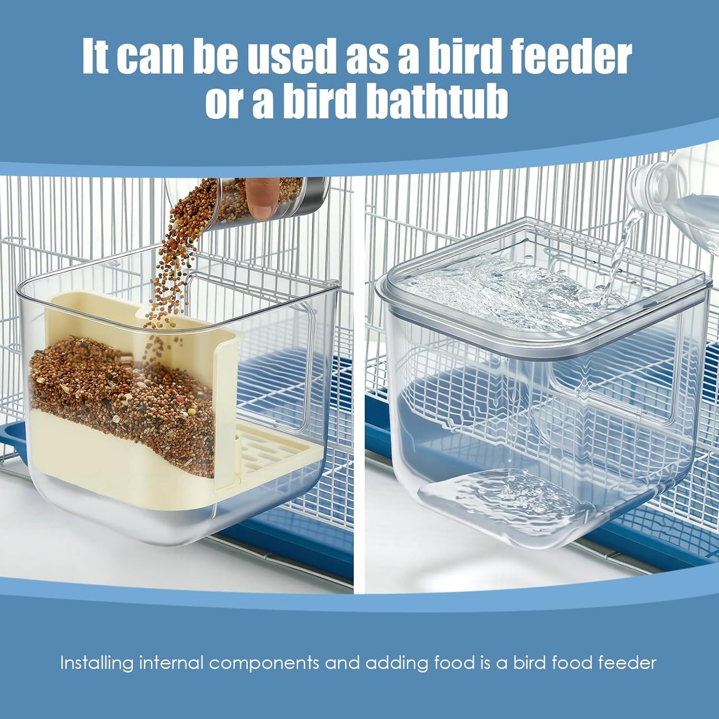 No Mess Automatic Bird Feeder, 2-in-1 Large Capacity Feeding Bowl for 