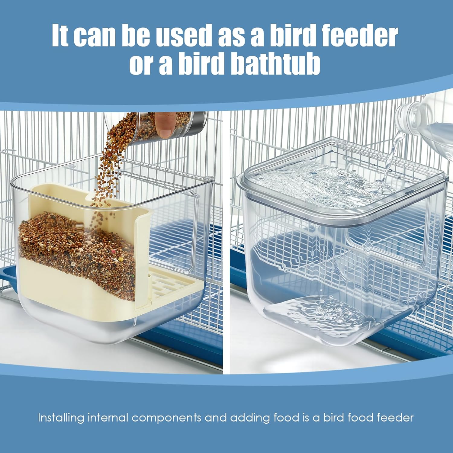 No Mess Automatic Bird Feeder, 2-in-1 Large Capacity Feeding Bowl for 