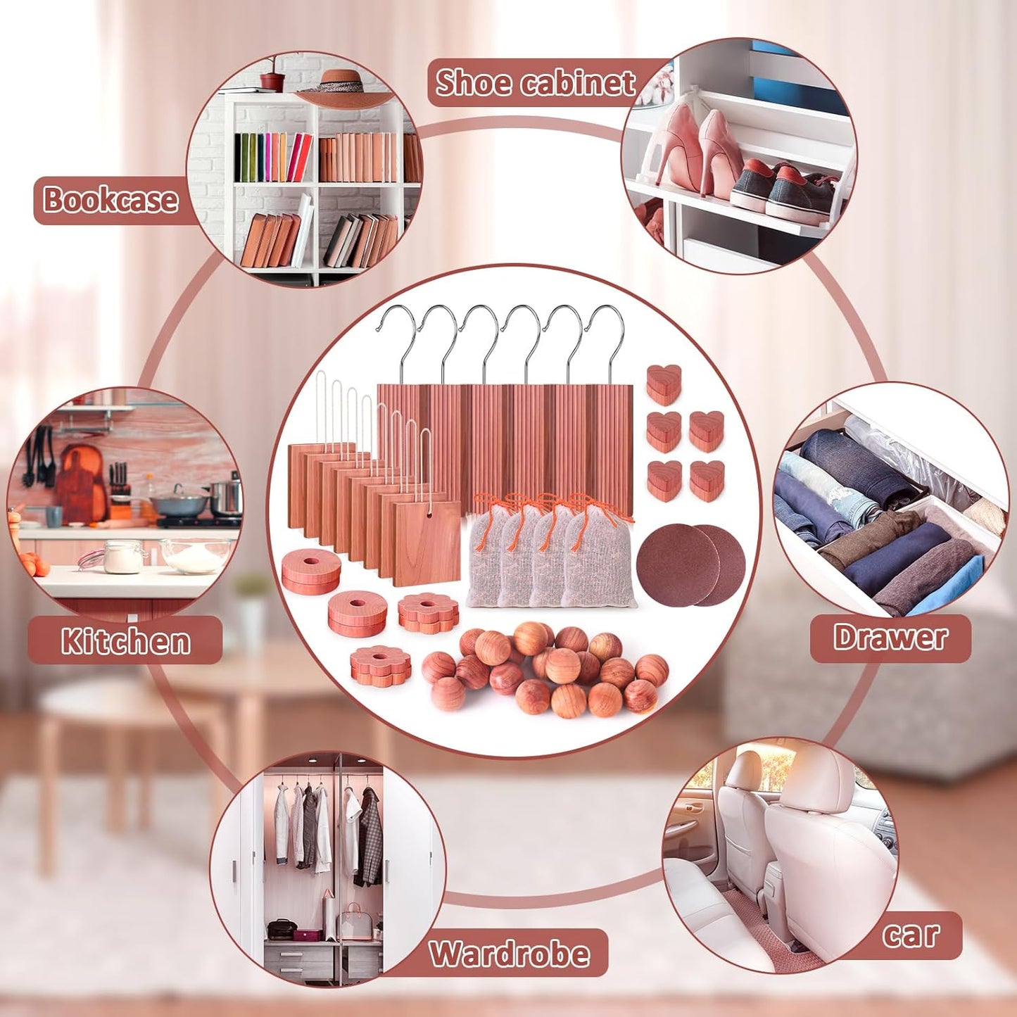 Woodever Cedar Blocks for Clothes Storage 56 Pcs, 100% Aromatic Planks