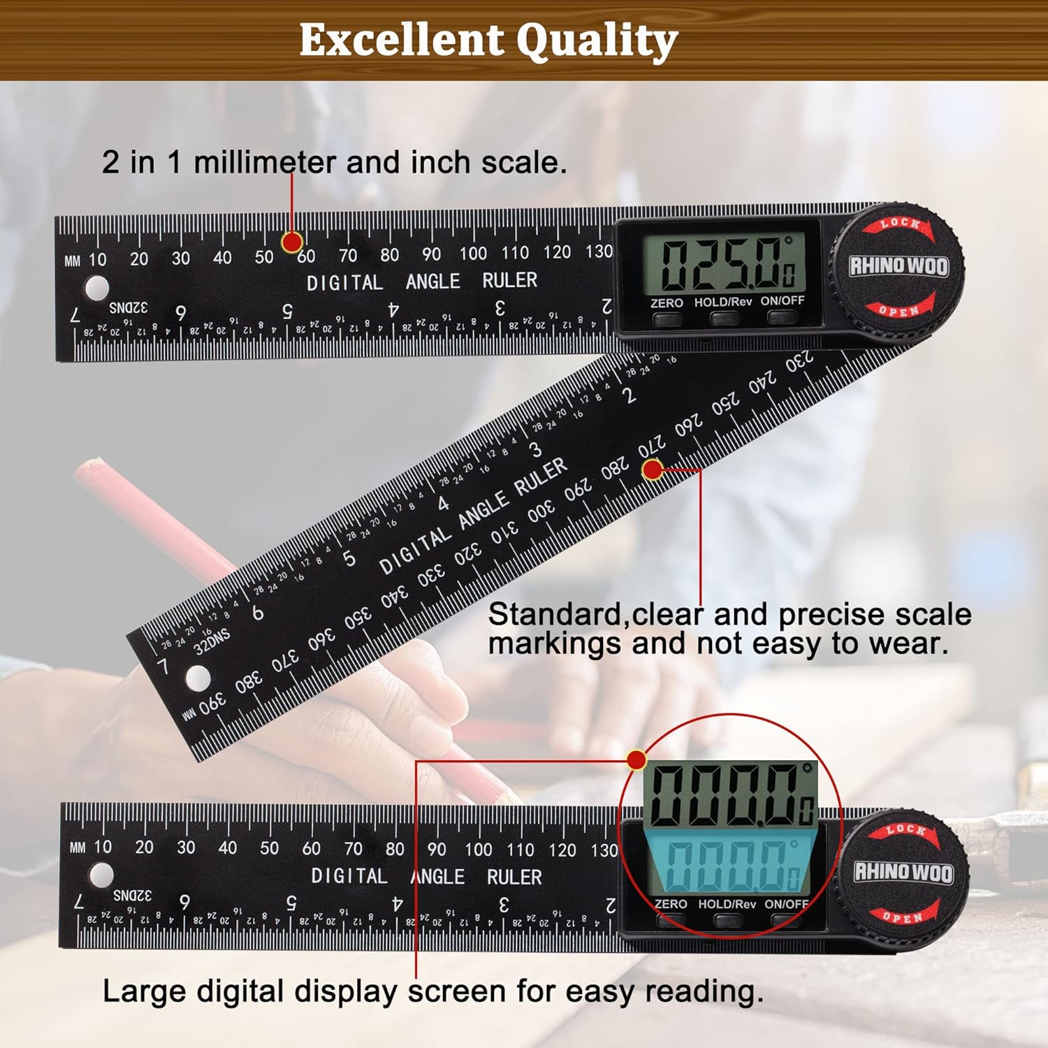 Digital Angle Finder Protractor, Angle Measuring Tool for Woodworking/