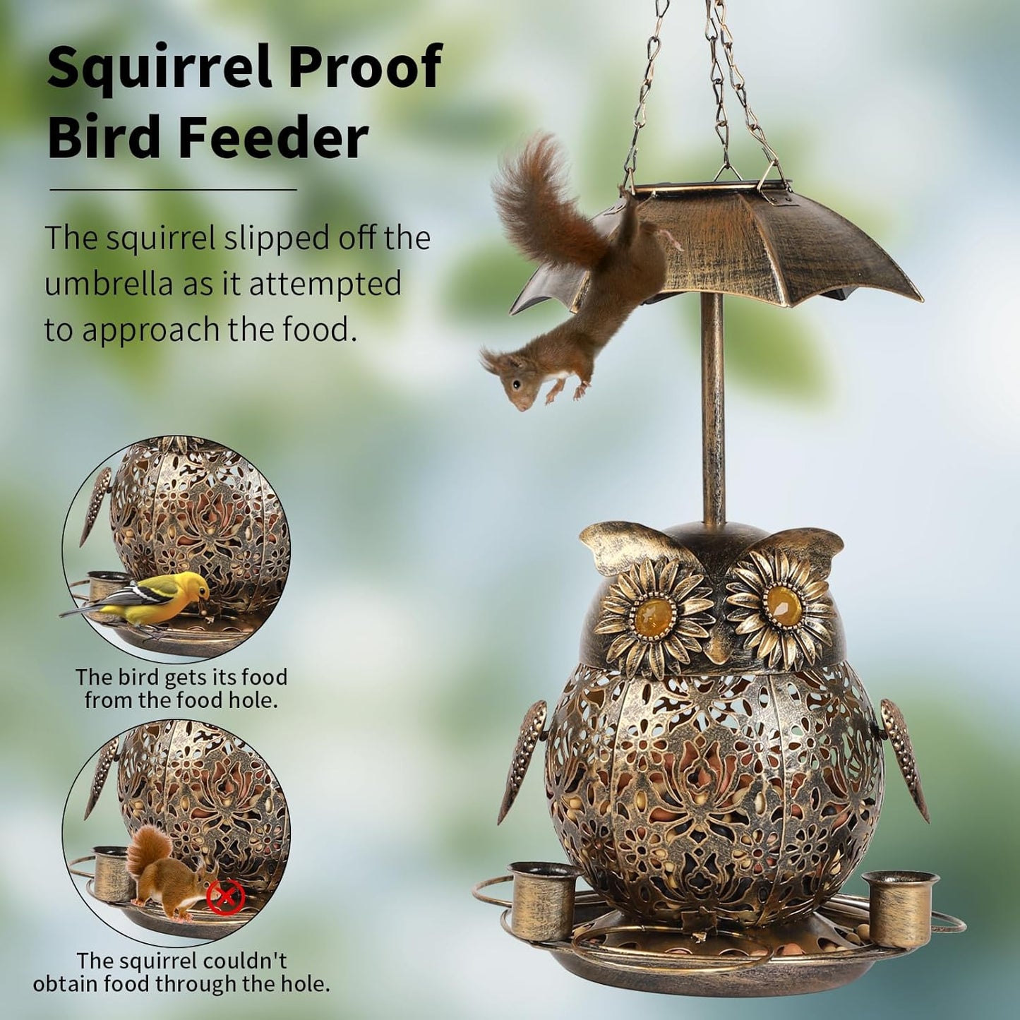 Solar Bird Feeder for Outdoors Squirrel Proof, Wild Bird Feeder with Solar Lamp, Suitable for Attracting Wild Birds and Decorating Gardens