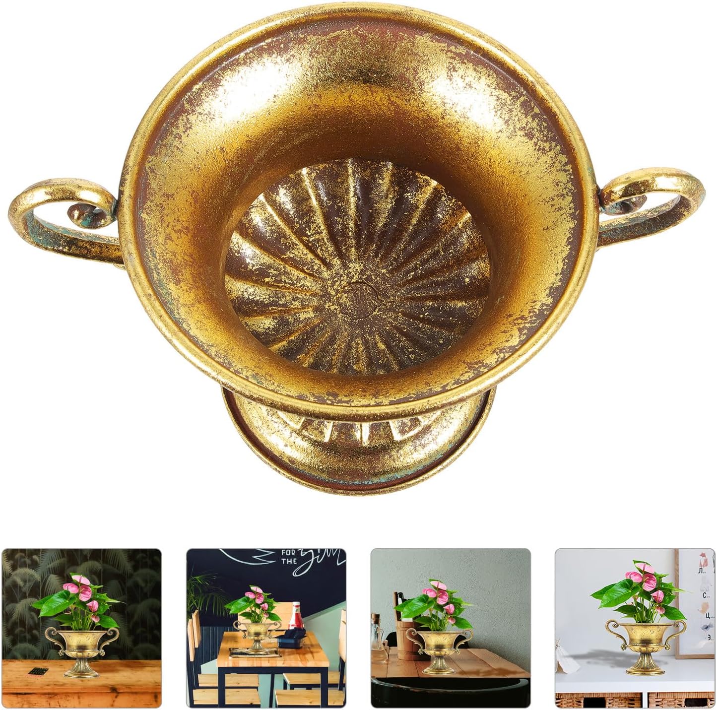 Milisten Retro Metal Flowerpot and Iron Art Flower Vase, Vintage Rusti