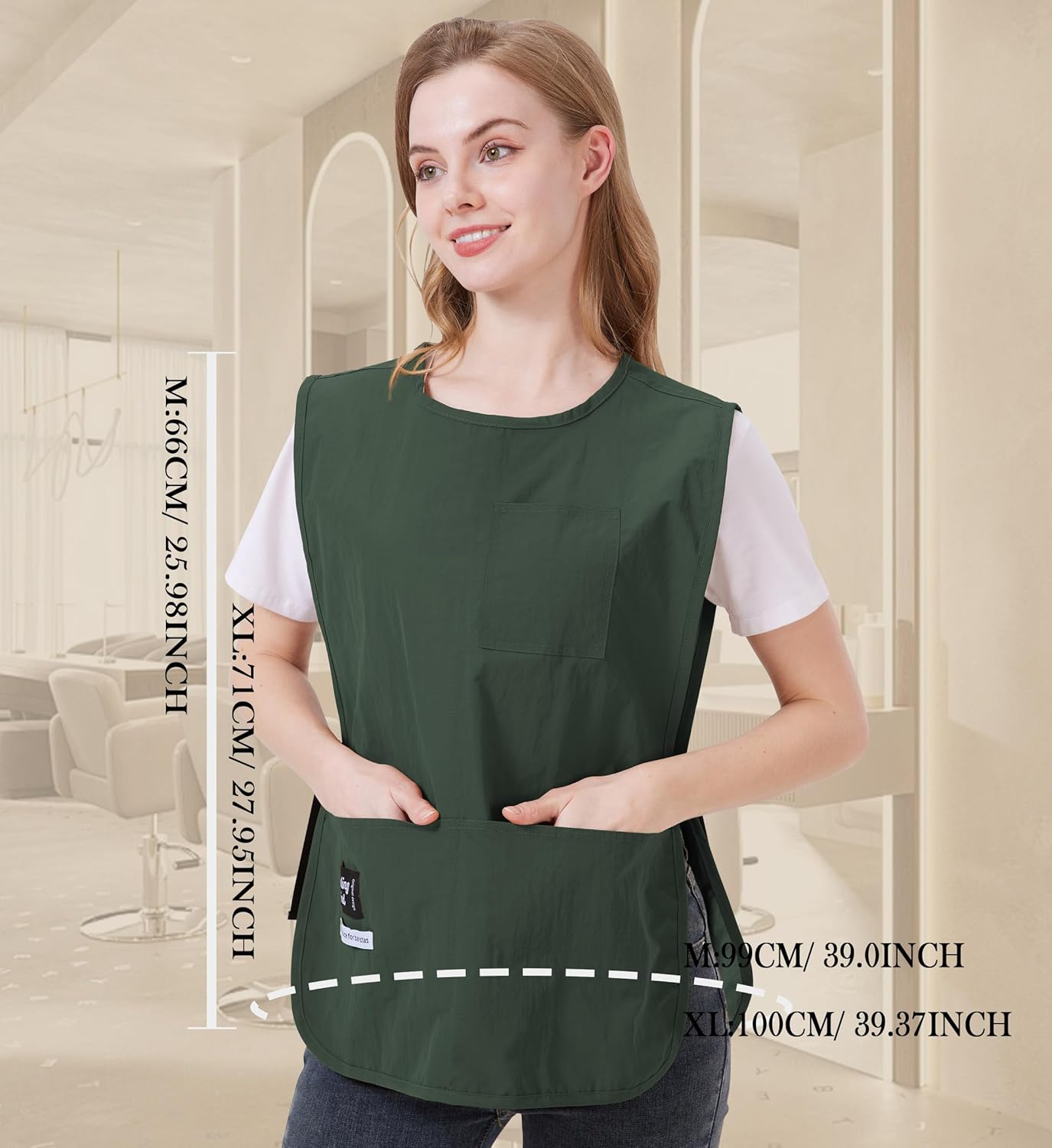 Nanxson Waterproof Cobbler Apron for Women with Pockets Barber Smock Buckle Design Hair Stylist Apron for Kitchen Garden Men