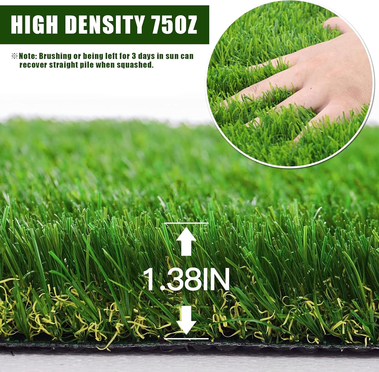 1.38" Artificial Turf Grass,4FT x 6FT Fake Grass Rug Indoor Outdoor,Realistic High-Density Sturdy Artificial Turf Carpet for Dogs Pets Garden Lawn Landscape