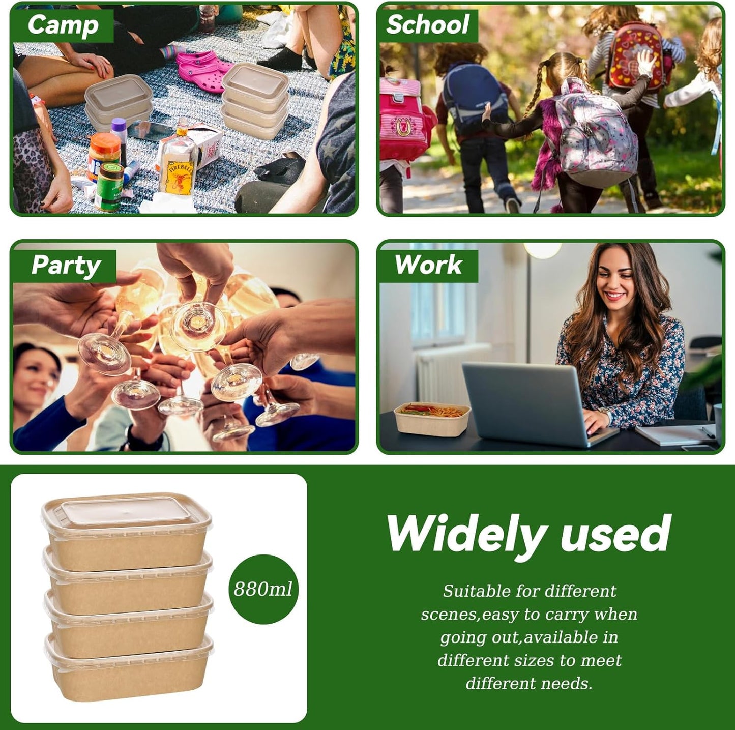 50-Pack 29oz Disposable Kraft Paper Bowls【with Lids and Forks】,Meal Prep Containers Disposable To go Food Containers for Easter Parties Take Out Containers, Microwave Safe for Hot/Cold Food