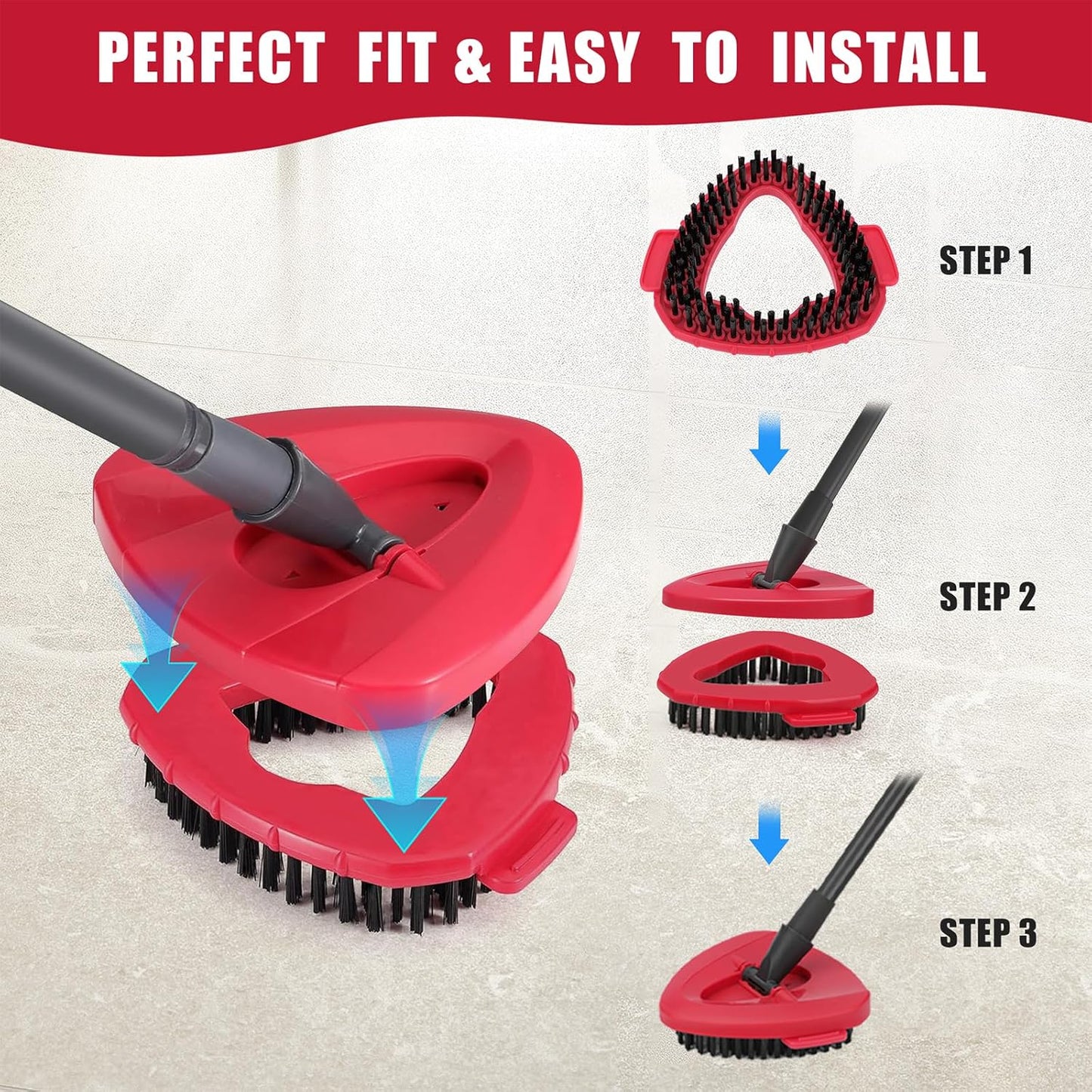 2 Pack Scrub Brush Replacement Head for O Cedar EasyWrin Spin Mop 1 Tank System, Spin Mop Replace Head Base, Shower Floor Scrubber, Hard Bristle Cleaning Brush for Bathroom Kitchen Wall Tile