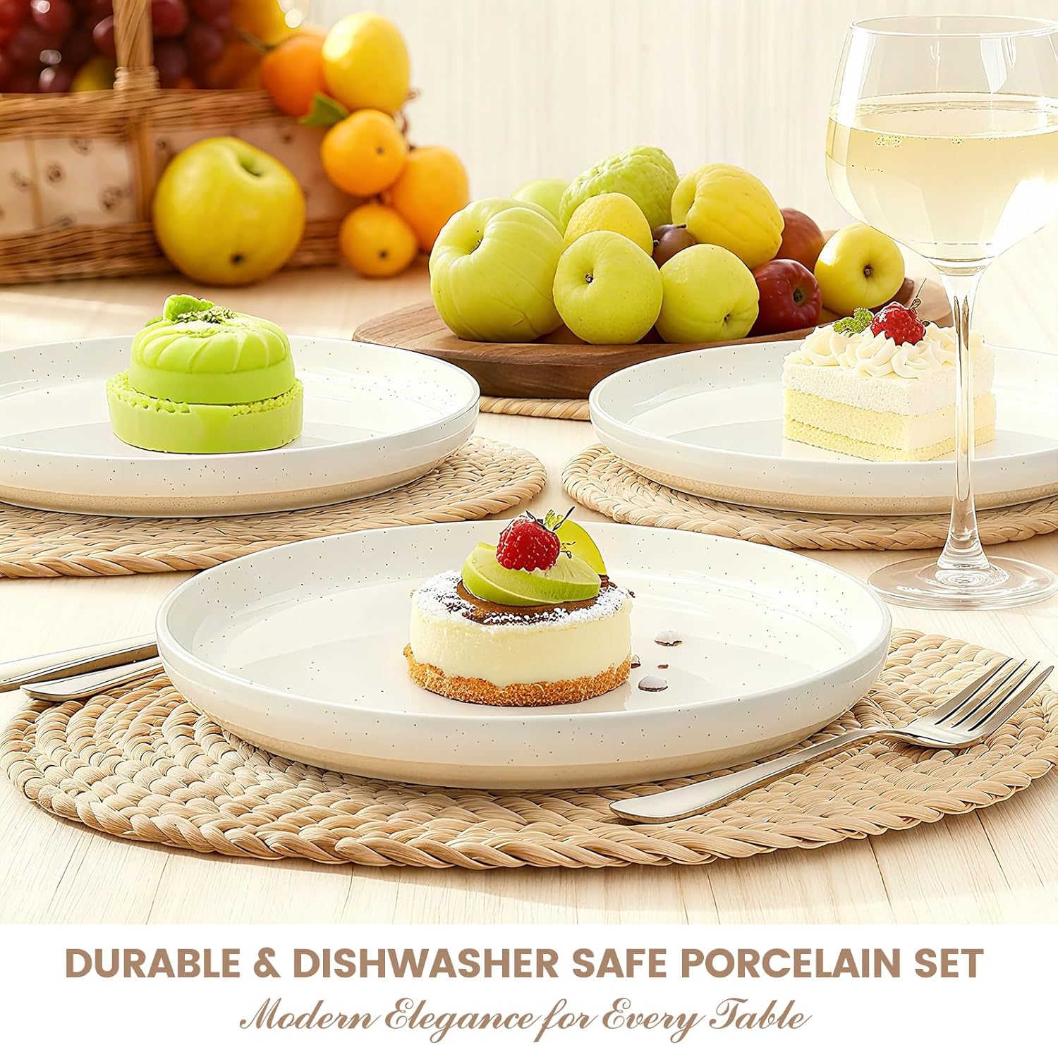 Plates and Bowls Sets, Dinnerware Sets for 4, 12 Pieces Scratch Resist