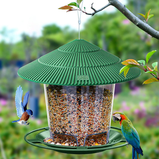 Bird Feeder Outdoor Hanging for Wild Bird Seed, Green