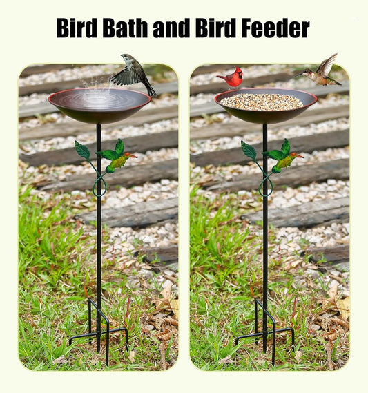 31.9”H Metal Bird Bath for Outdoors, Bird Feeder with Upgraded 5-Pronged Base Freestanding for Outside Garden Patio Yard Lawn