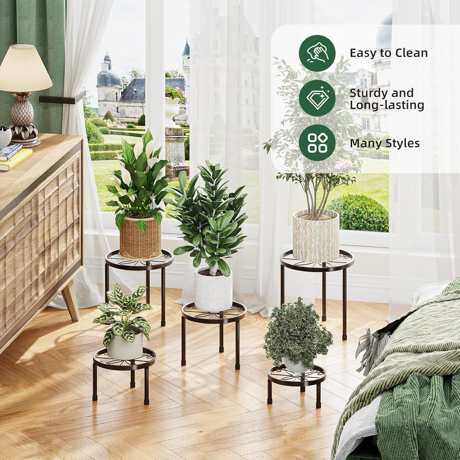 Simple Trending Metal Plant Stand Indoor Outdoor, Heavy Duty Flower Po