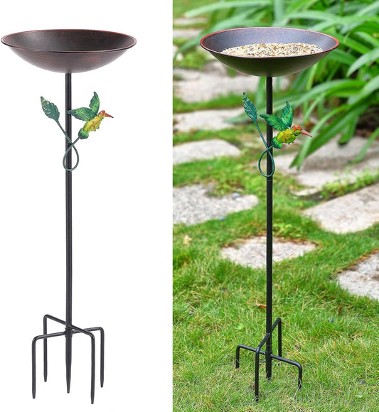 31.9”H Metal Bird Bath for Outdoors, Bird Feeder with Upgraded 5-Pronged Base Freestanding for Outside Garden Patio Yard Lawn