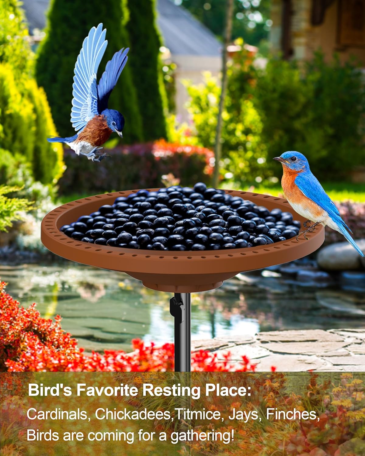 Bird Baths for Outdoors Heavy Duty, 38.5 in Detachable Birdbaths for T