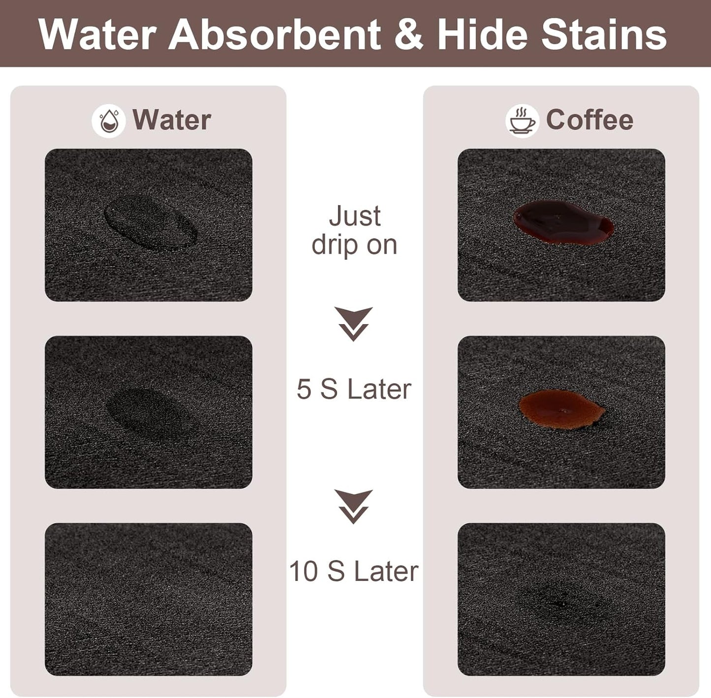 Absorbent Coffee Mat, Fashion Dish Drying Mat for Kitchen Counter Coffee Bar Accessories Espresso Machine Dish Rack 12" x 20" Black