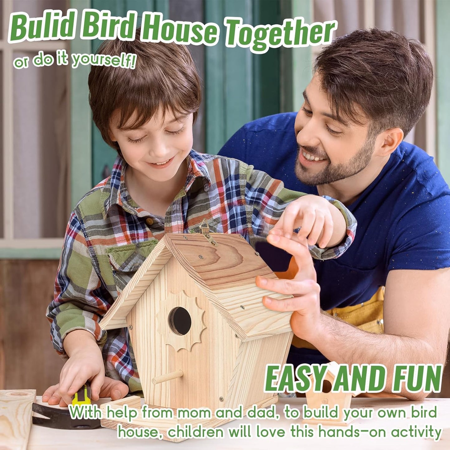 Bird Houses for Outside to Build, DIY Birdhouse Kit with Paint Set, Wo