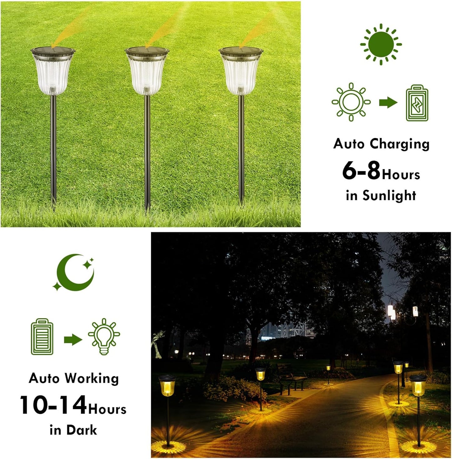Solar Lights Outside Waterproof, 6 Pack 200 Lumens Super Bright Solar 