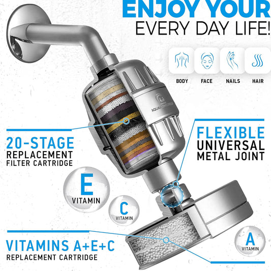 AquaHomeGroup Luxury Filtered Shower Head Set 20+3 Stage Shower Filter