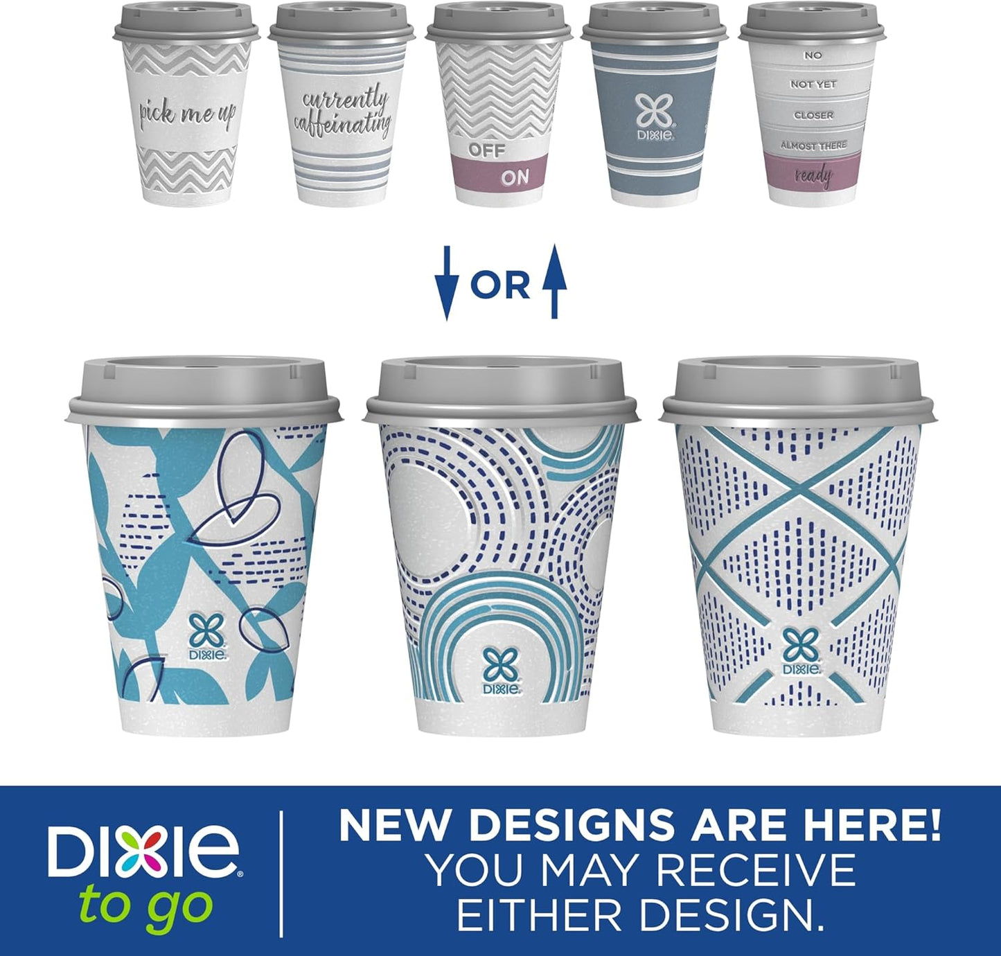 Dixie To Go Paper Coffee Cups With Lids, 12 oz, 14 ct, Disposable Insulated Paper Cups for On-The-Go Hot or Cold Beverages | Medium, With Lids, Disposable Cups, For On-The-Go, Hot Beverages
