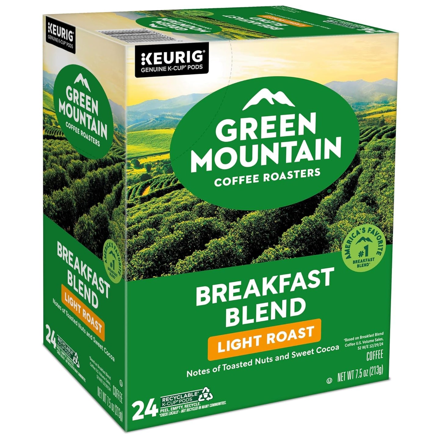 Green Mountain Coffee Roasters Breakfast Blend Single-Serve Keurig K-Cup Pods, Light Roast Coffee, 96 Count
