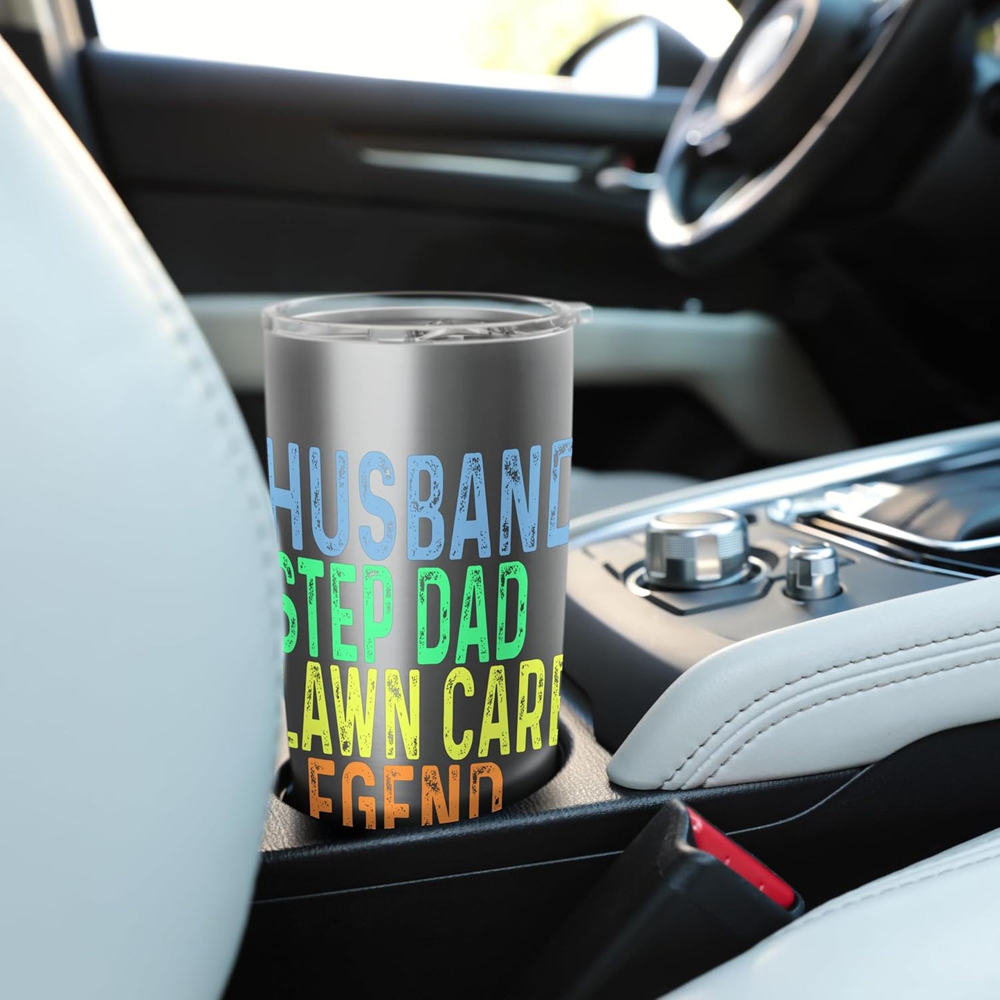 Funny Husband Step Dad Lawn Care Legend Grass Mowing Lawn Stainless Steel Insulated Tumbler