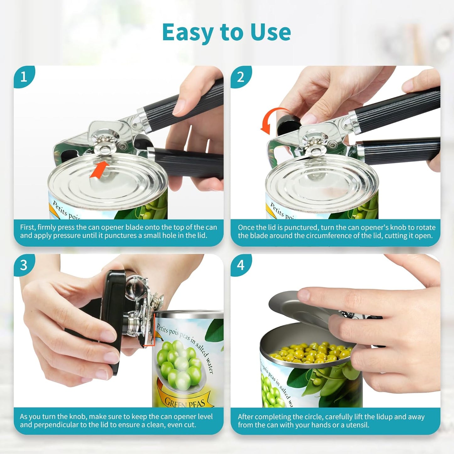 Ultrean Manual Can Opener Bottle Opener, Heavy Duty Stainless Steel Sm