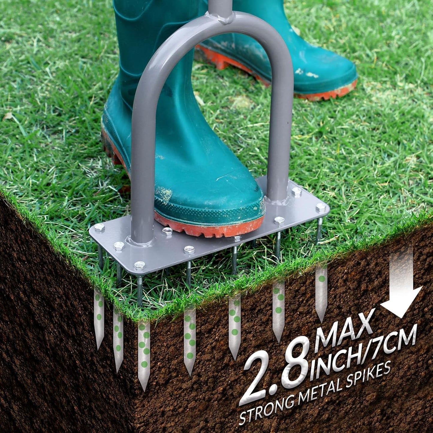 Walensee Lawn Aerator Spike Metal Manual Dethatching Soil Aerating Law
