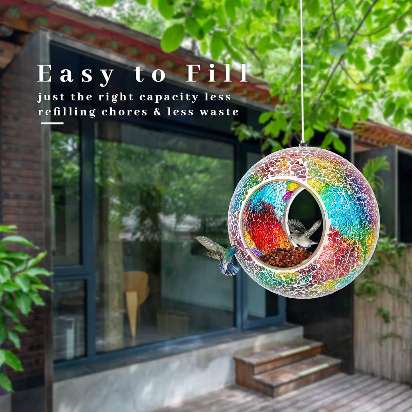 VCUTEKA Bird Feeder Mosaic Fly Through Bird Feeders for Outside Hangin