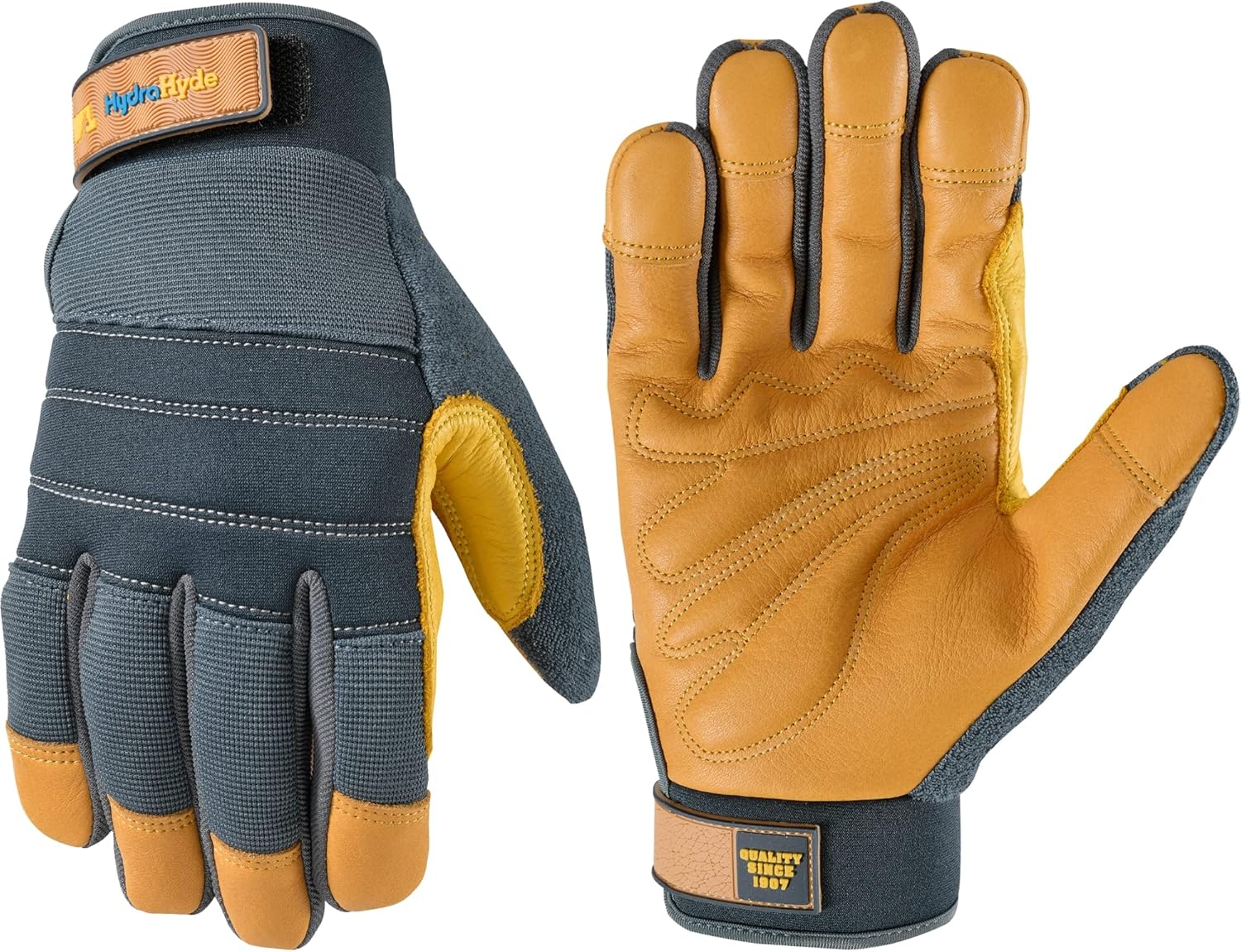 Wells Lamont Men's HydraHyde Work Gloves – Cowhide Leather, Reinforced