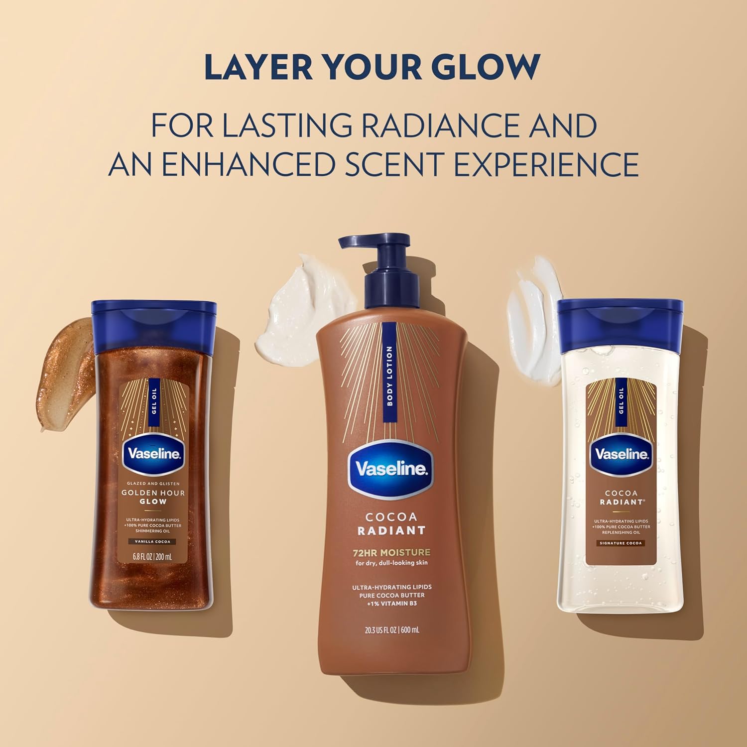 Vaseline Intensive Care Body Lotion Cocoa Radiant 3 count for Dry Skin