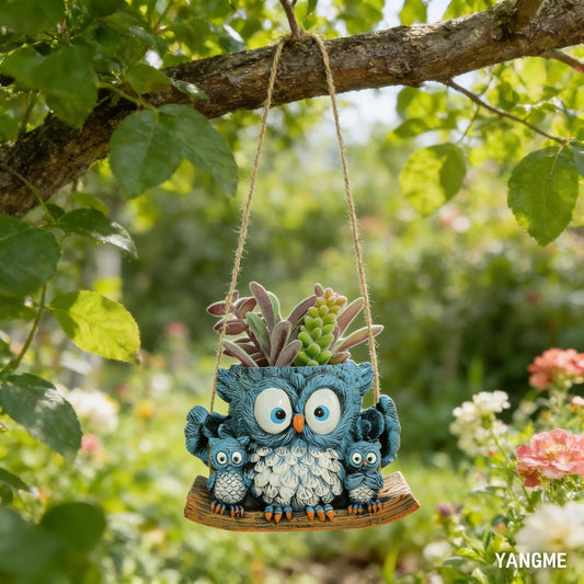 Owl Swing Hanging Planter, Planters for Indoor Plants, Cute Small Succulent Pots, Hanging Plant Holder for String of Pearls, Small Hanging Plant Holder for Garden, Patio, Balcony