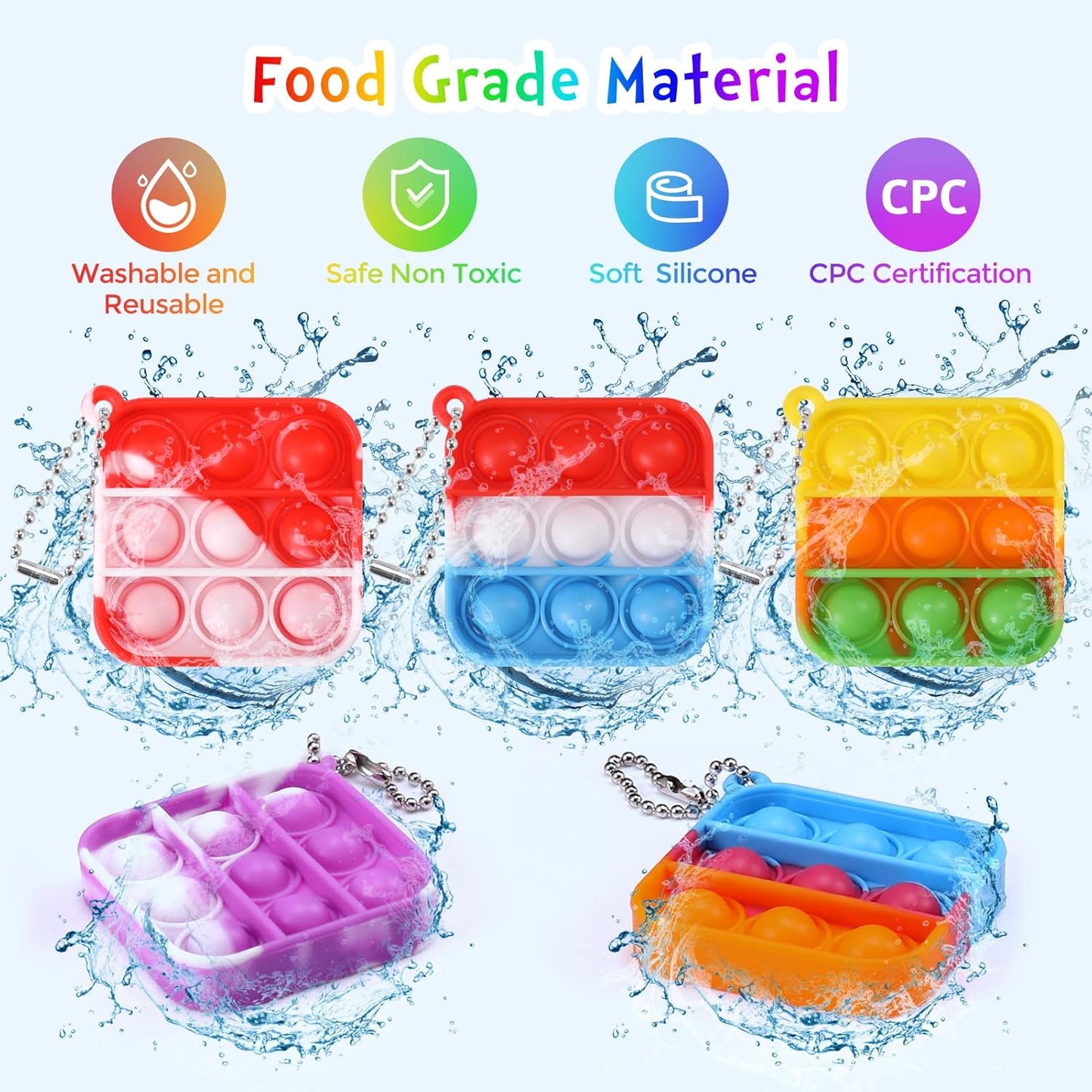 Kids Party Favors Fidget Toys Bulk 30 Pack Mini Pop Fidget Keychain Its Birthday Party Favors for Kids 4-8,8-12 Small Classroom Prizes It Student Gifts for Students Easter Basket Stuffers for Kids