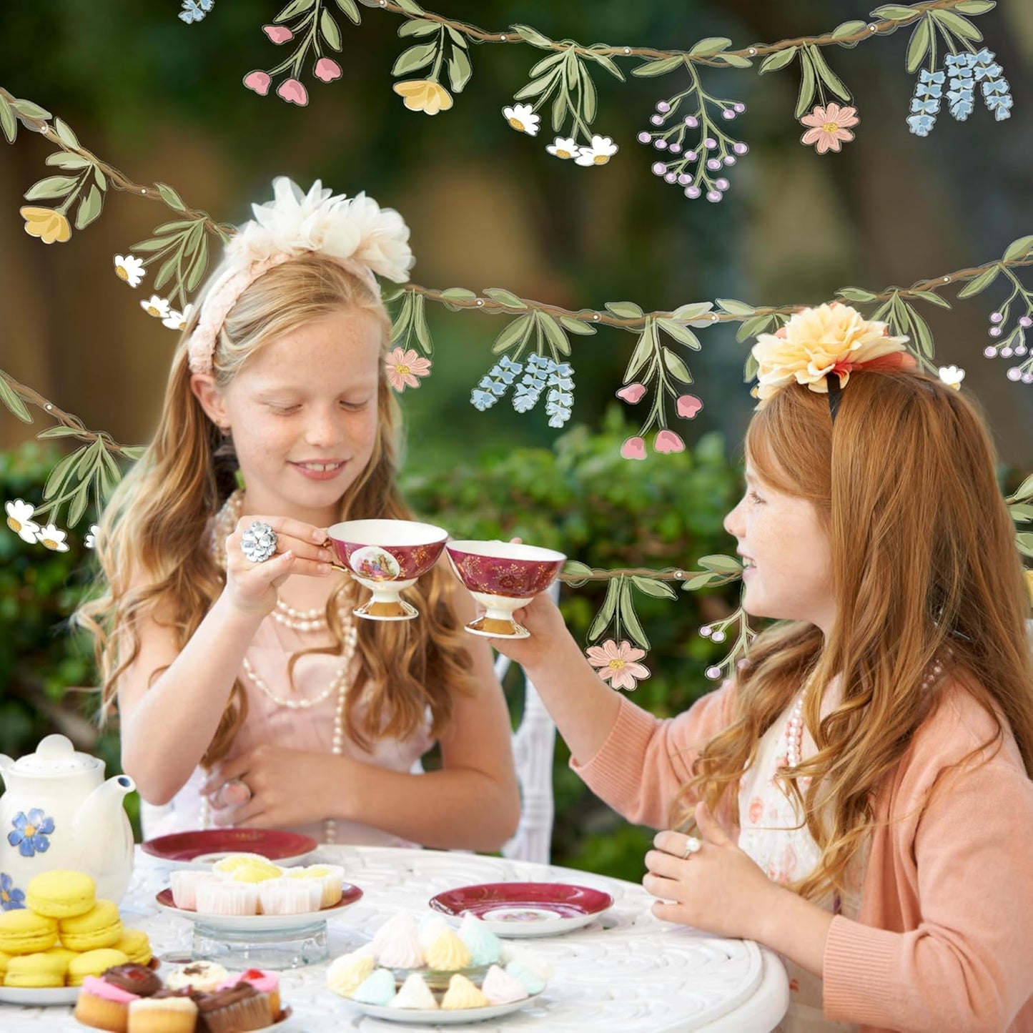 Cheerland Flower Banner Wildflower Garland Floral for Enchanted Garden Theme Wedding Wild One Birthday Baby Bloom Fairy Tale Tea Market Spring Easter Supplies Woodland Cottagecore Party Decorations