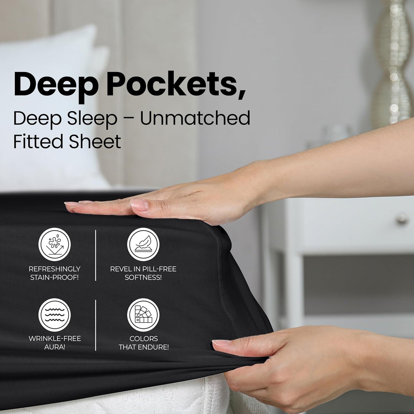 Utopia Bedding Queen Fitted Sheet - Bottom Sheet - Deep Pocket - Soft Microfiber - Shrinkage and Fade Resistant - Easy Care -1 Fitted Sheet Only (Black)