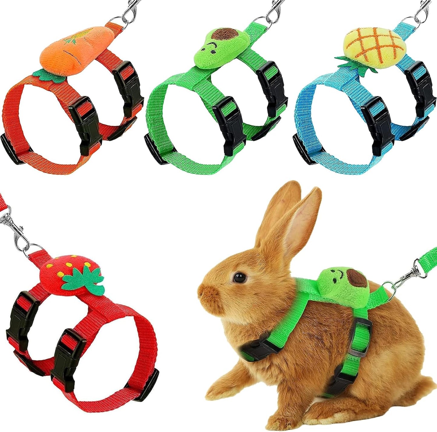 4 Sets Adjustable Bunny Rabbit Harness and Leash Set Small Pet Cute Ve