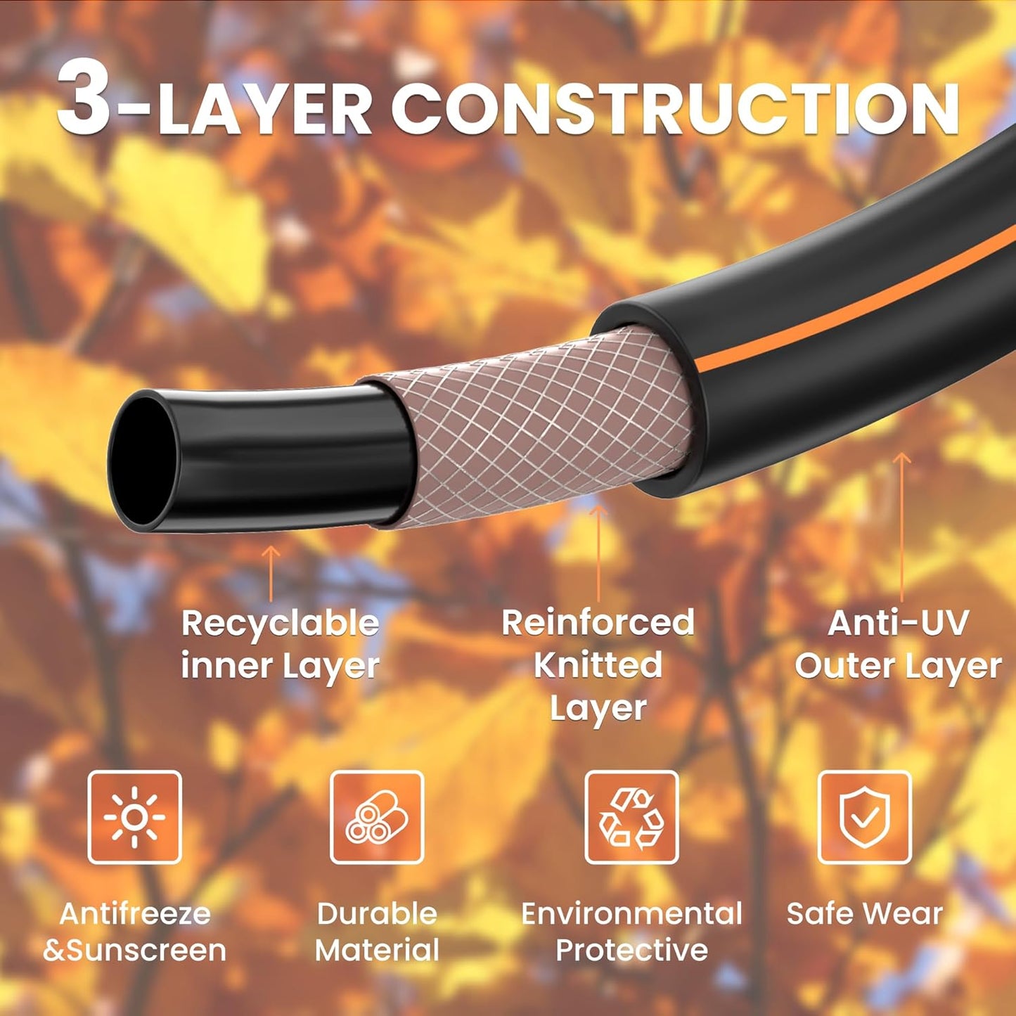 Giraffe Tools Garden Hose 5/8", Water Hose Heavy Duty, Flexible, Lightweight Hybrid Hose with Swivel Handle, 10ft Male to Female Fittings, Burst 600 PSI, Short Leader Hose