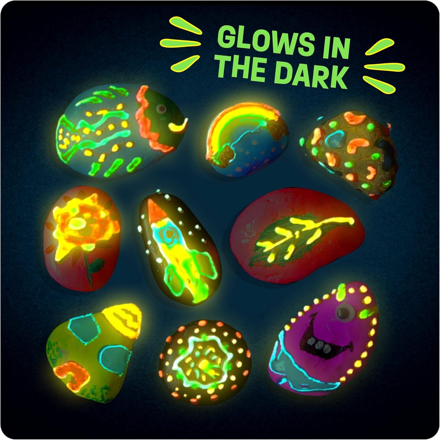 Dan&Darci Kids Rock Painting Kit - Glow in The Dark - Easter Gifts Art