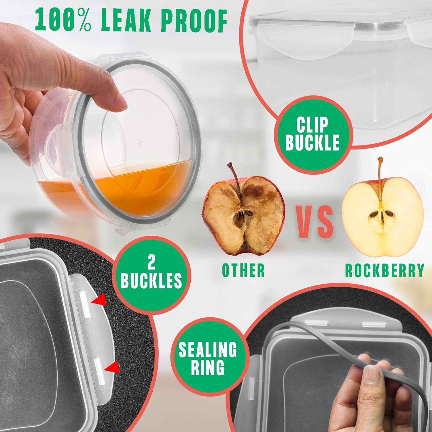 RockBerry 50 Pcs Large Food Storage Containers with Lids Airtight-85 O