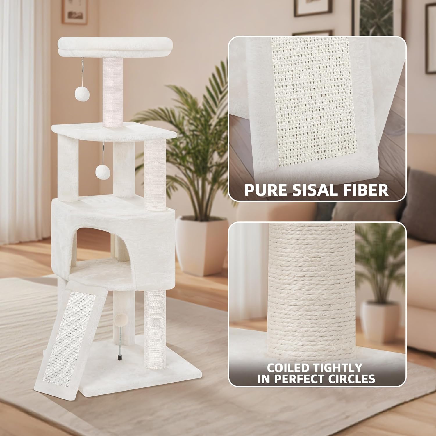 45in Cat Tree Tower with Big Condo for Indoor Kitten,Cat Tower with Sc