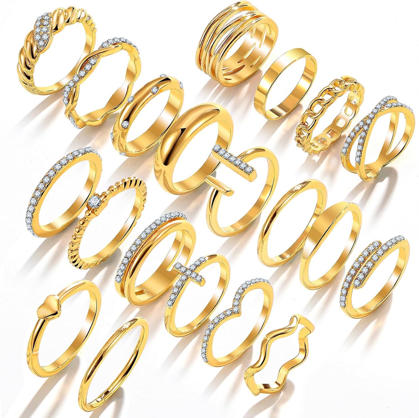 KISS WIFE Golden Silvery Black Kunckle Rings Set for Women, Dainty Sim