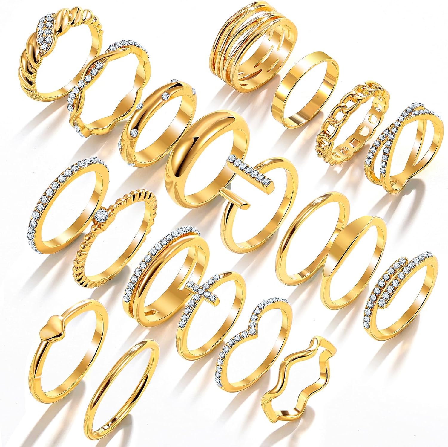 KISS WIFE Golden Silvery Black Kunckle Rings Set for Women, Dainty Sim
