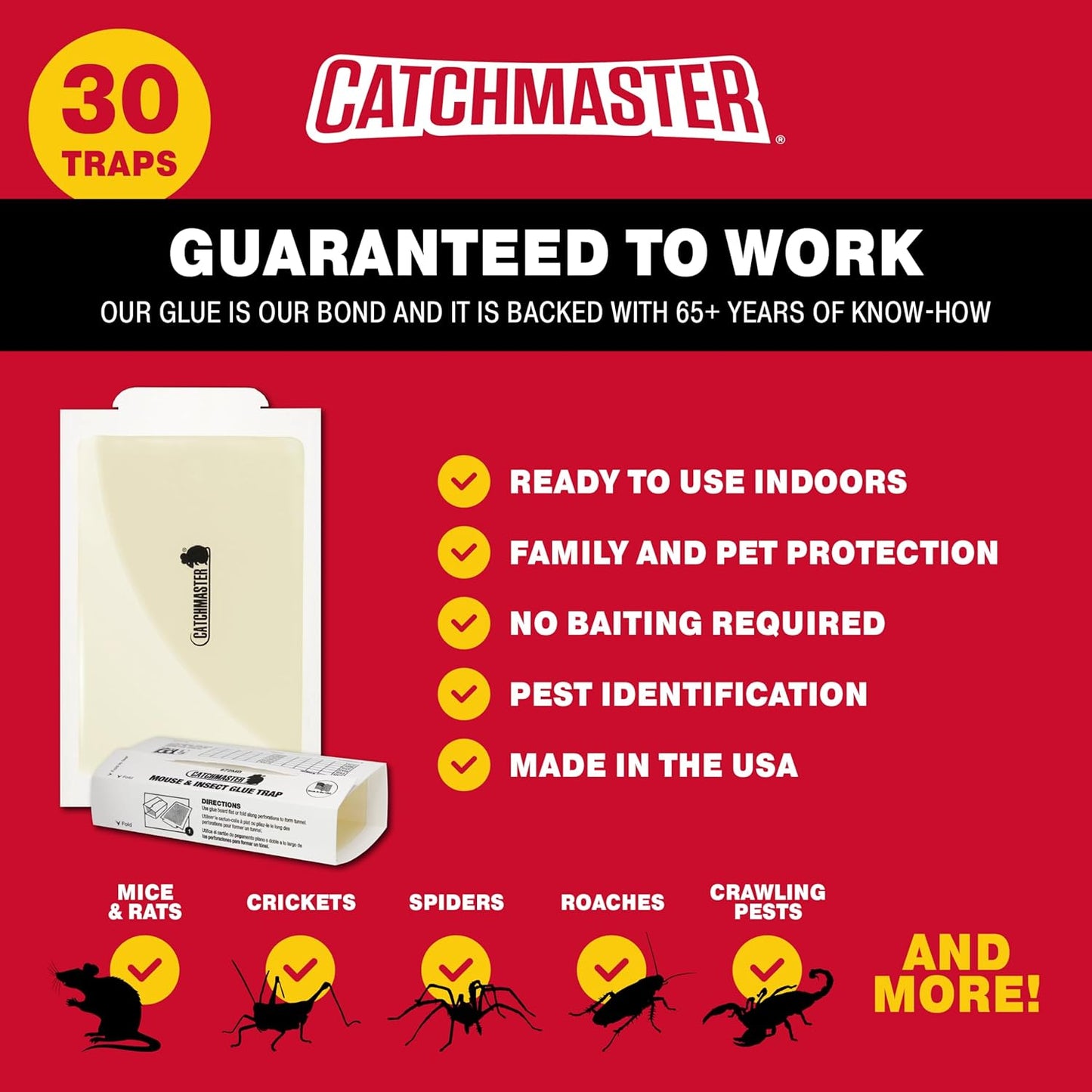 Catchmaster Mouse & Insect Super Glue Traps 30PK, Mouse Traps Indoor f
