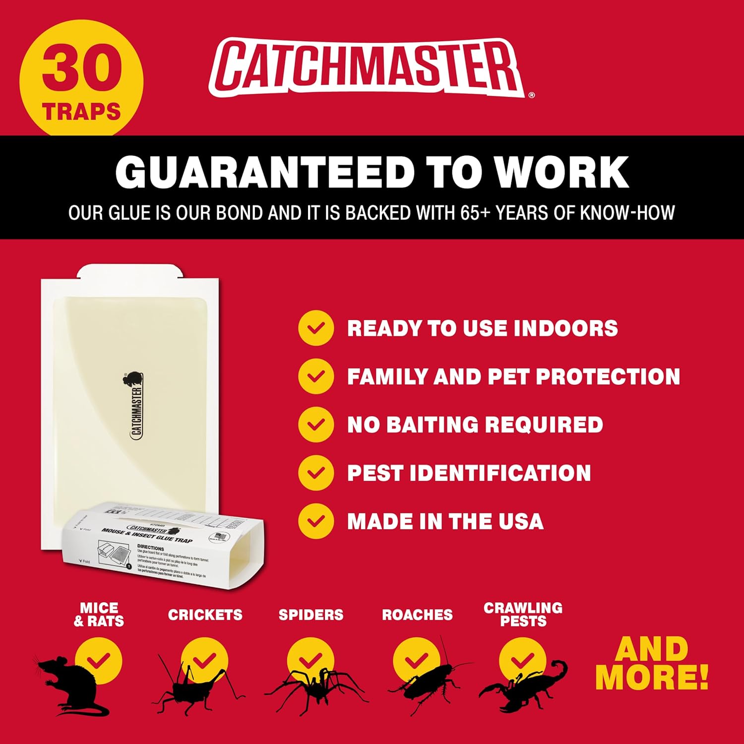 Catchmaster Mouse & Insect Super Glue Traps 30PK, Mouse Traps Indoor f