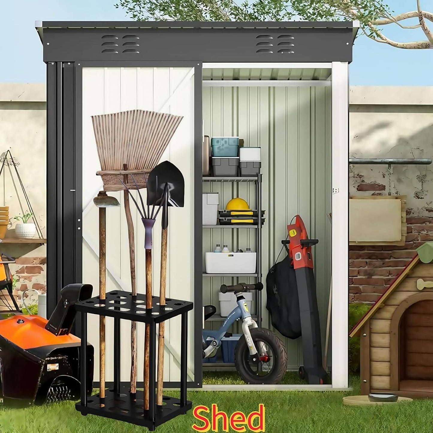 Garden Tool Organizer for suncast shed accessories,Garage Tool Tower Rack,Heavy Duty Garage Tool Storage,for Garden,Yard,Shed,Easy Assembly (Classic)