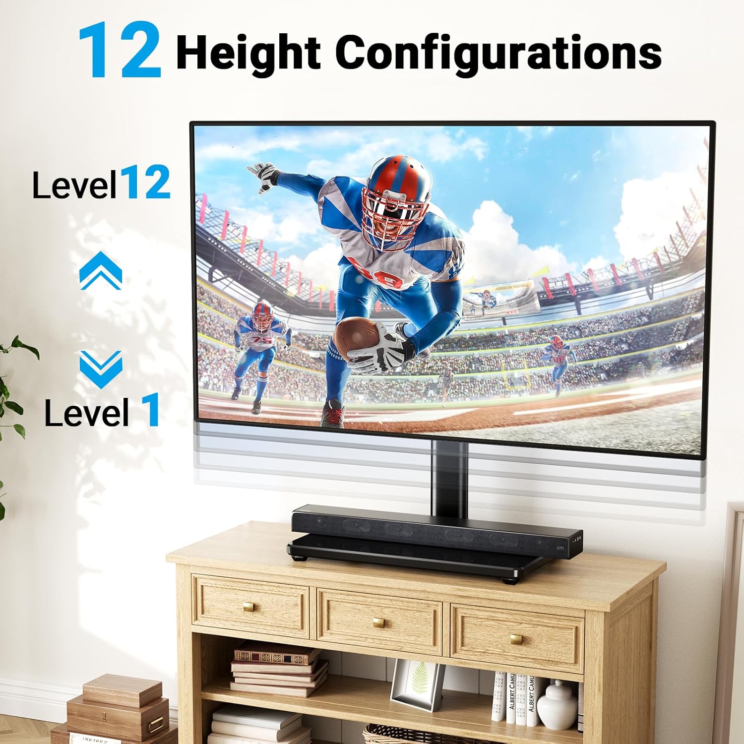 PERLESMITH Universal Swivel TV Stand for 24-60 inch TVs up to 99 lbs, 