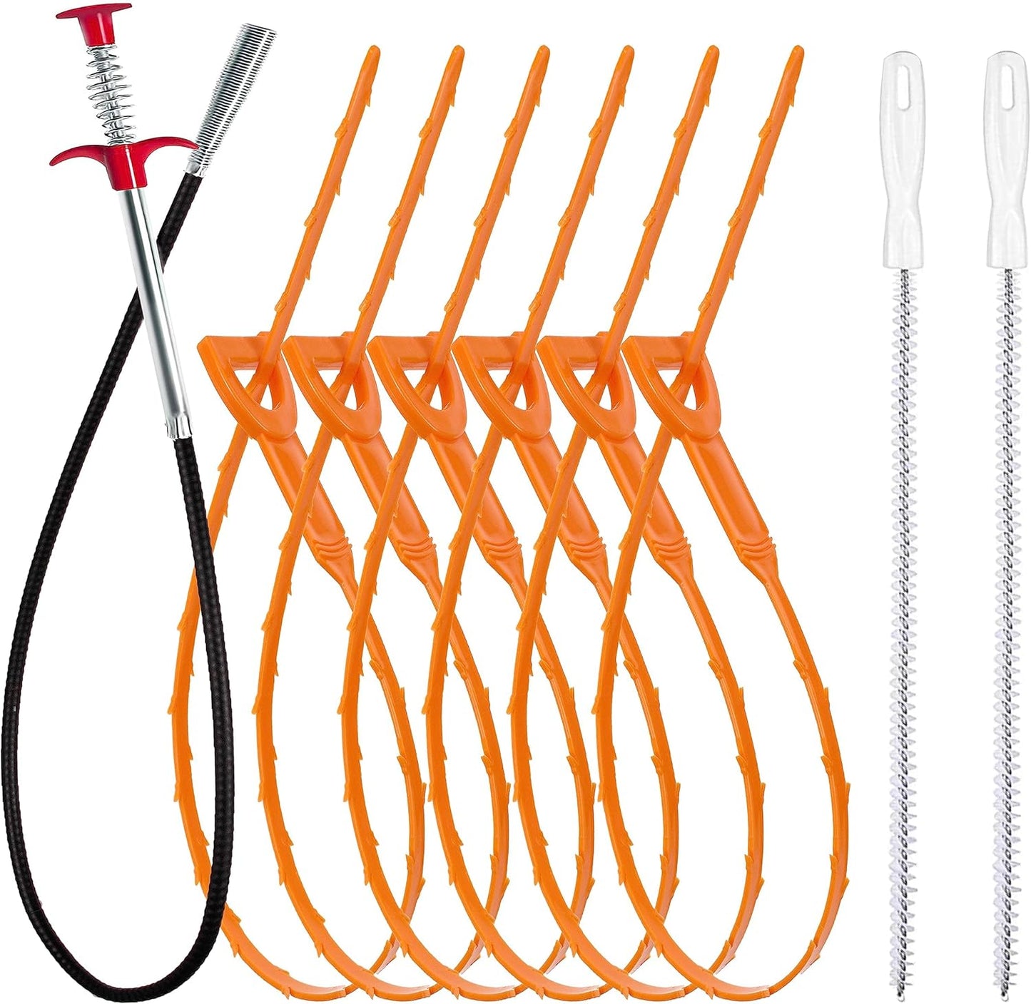 35.5inch Drain Clog Remover(1pcs), 25inch Drain Snake Hair Remover(6pc