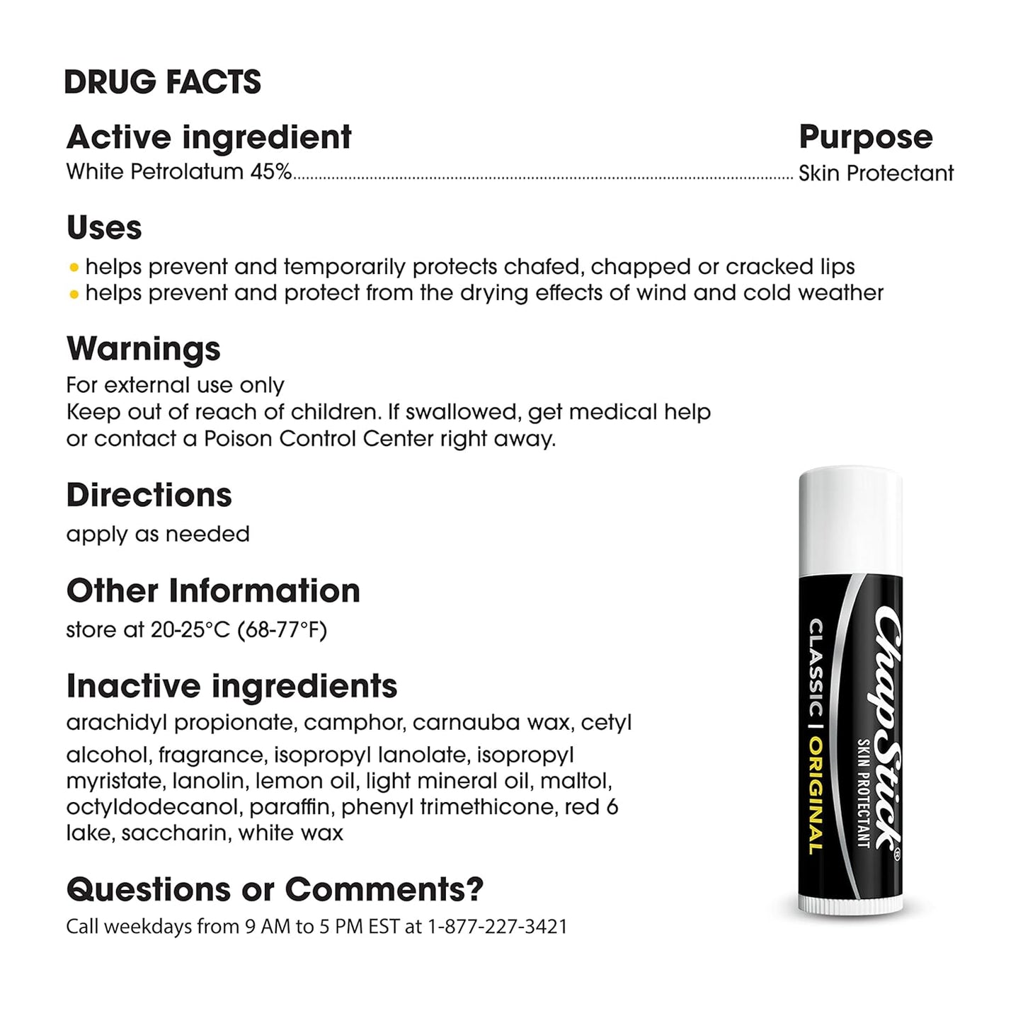 ChapStick Classic Original Lip Balm Tubes, Lip Care - 0.15 Oz (Pack of